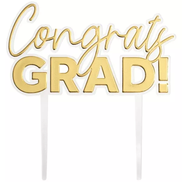 "Congrats GRAD!" Cake Topper Pick - 12 Count