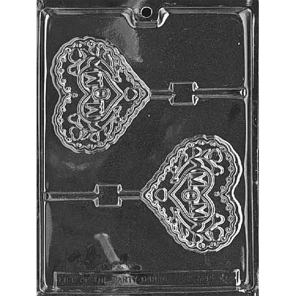 "Mom" on Heart Chocolate Lollipop Mold